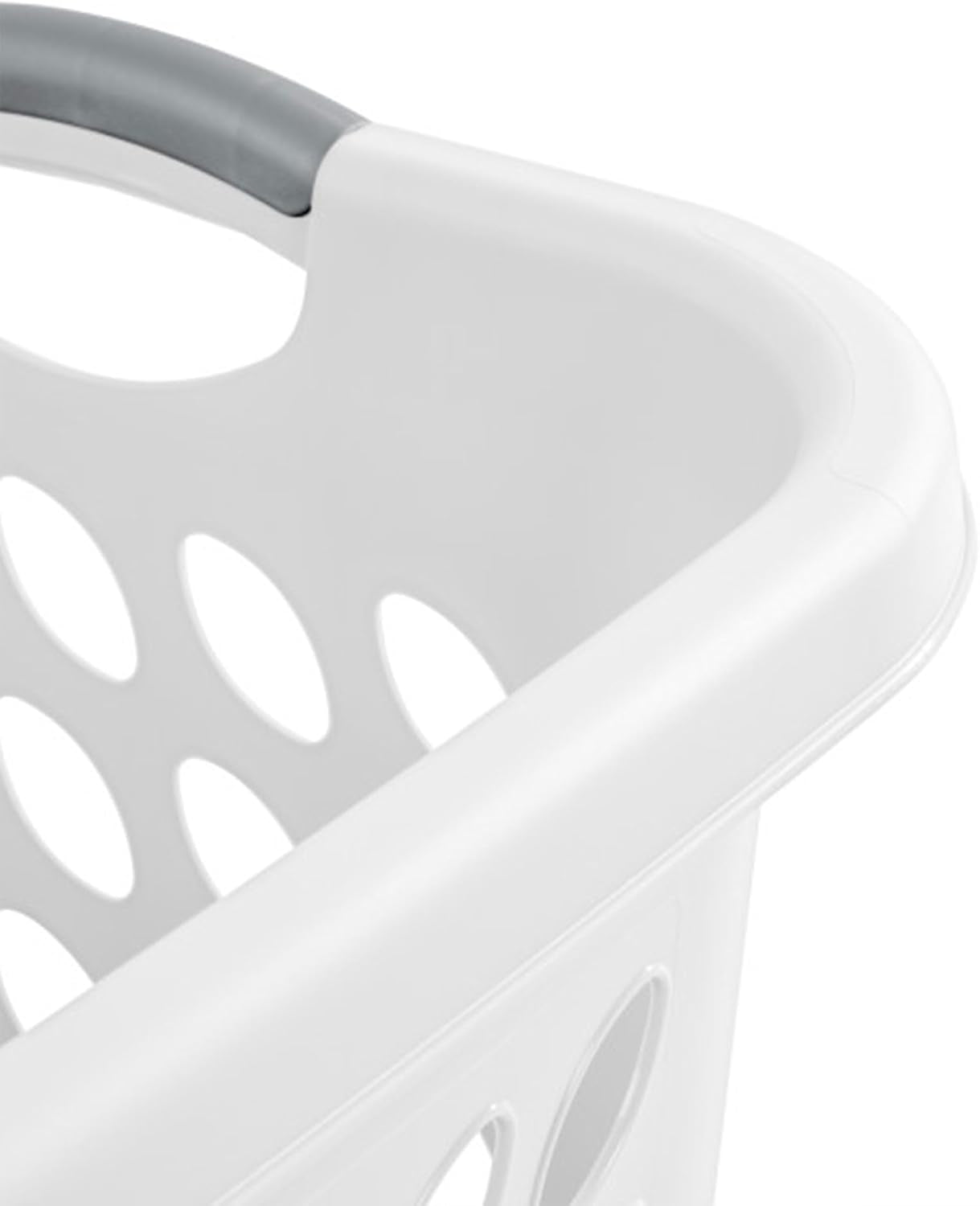 6 Pack Square Laundry Basket, Sturdy Plastic Clothes Hamper, 1.5 Bushel, White - Dirty Clothing Storage Organizer with Handles for Bedroom, Bathroom, and Closet