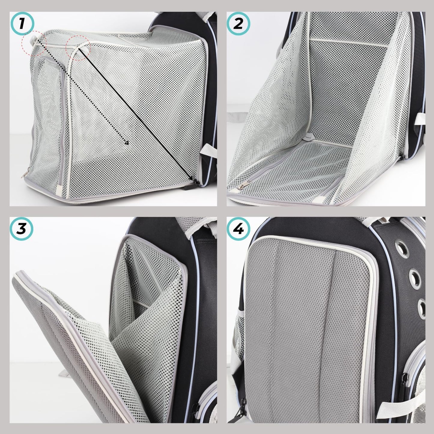 Cat Carrier Backpack, Bubble Dual Expandable Backpack Carrier, Pets and Small Dogs,Airline-Approved, Designed for Travel, Hiking, Walking & Outdoor Use (Dual Expandable-Black)