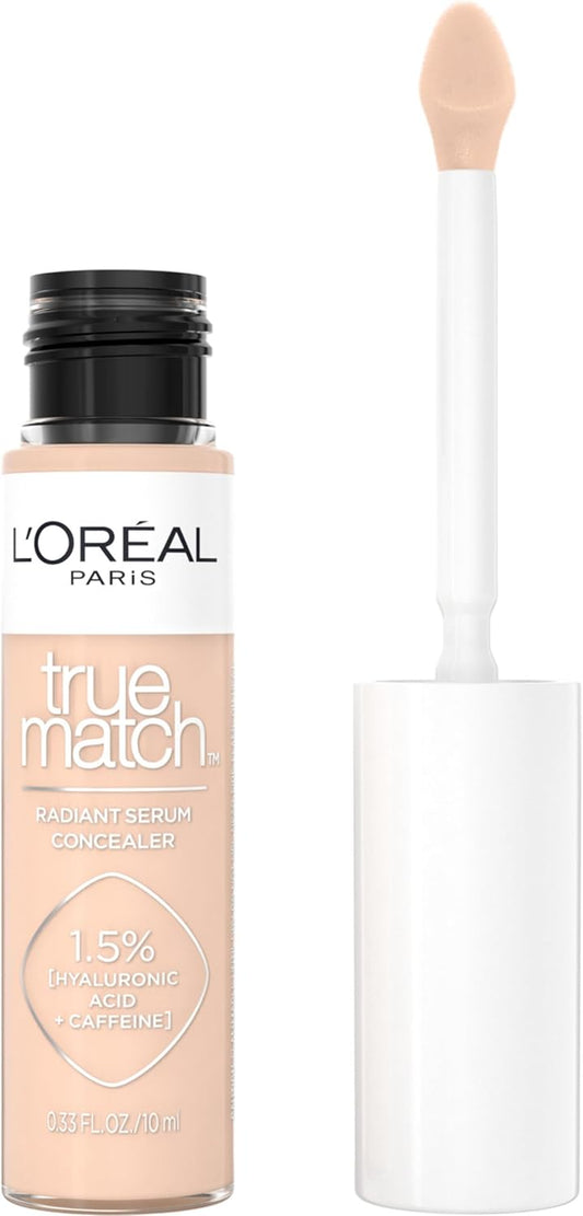 L’Oréal Paris True Match Radiant Serum Concealer, Brightening under Eye Concealer for Dark Circles with 1.5% Hyaluronic Acid and Caffeine, N3, 10 Ml