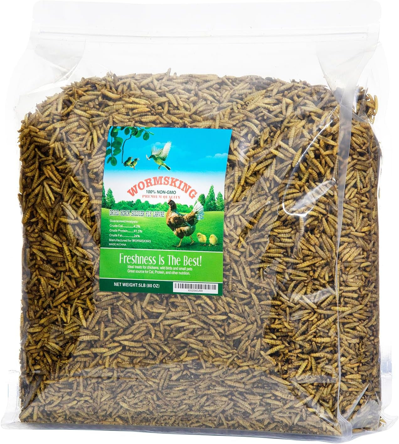 5LB Non-Gmo Dried Black Soldier Fly Larvae, More Calcium than Dried Mealworms, High Protein Chicken Feed, BSFL, Chicken Treats