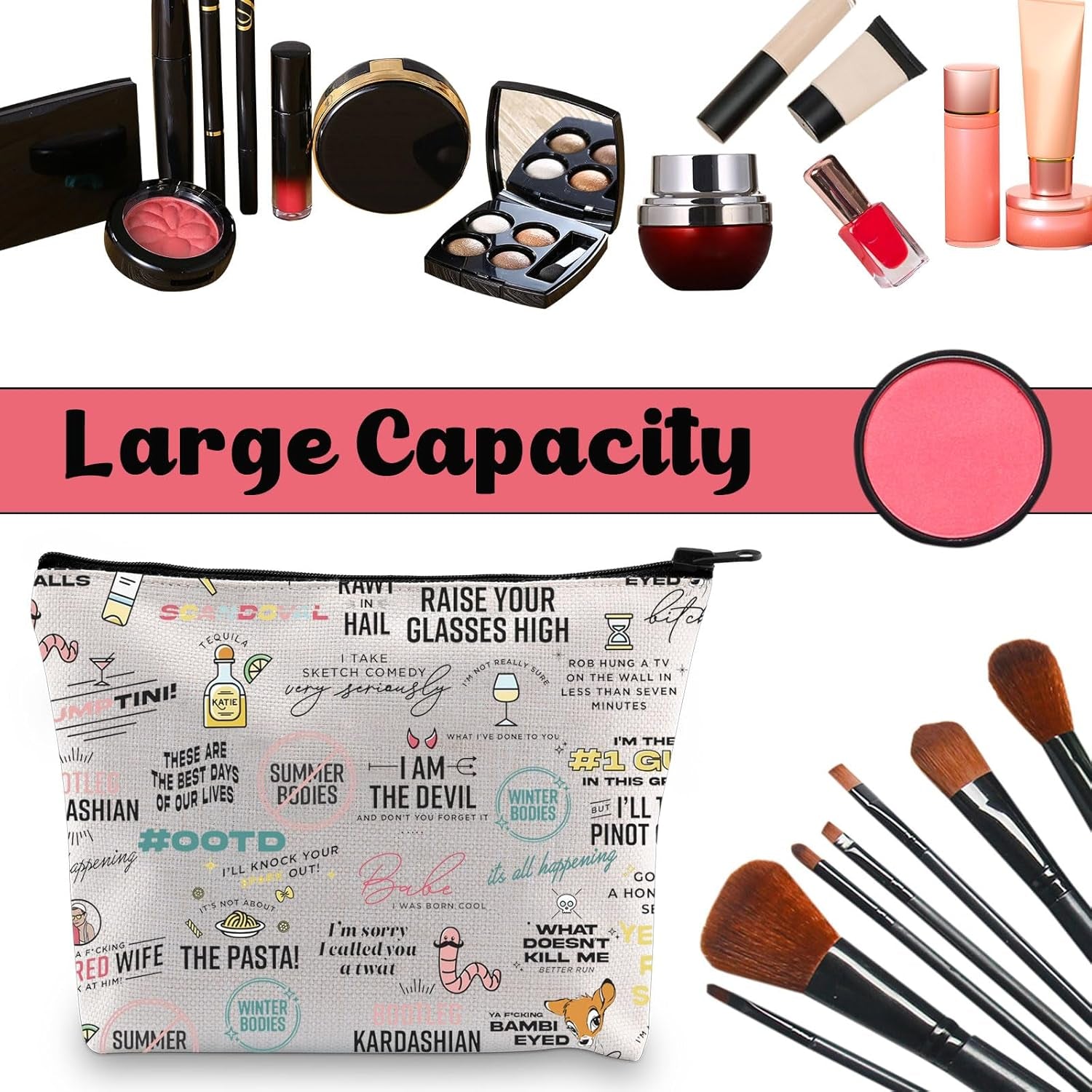 VPR TV Show Inspire Cosmetic Bag Bravo TV Party Gift Novelty Gift for Reality Show Fans (Ca VPR)