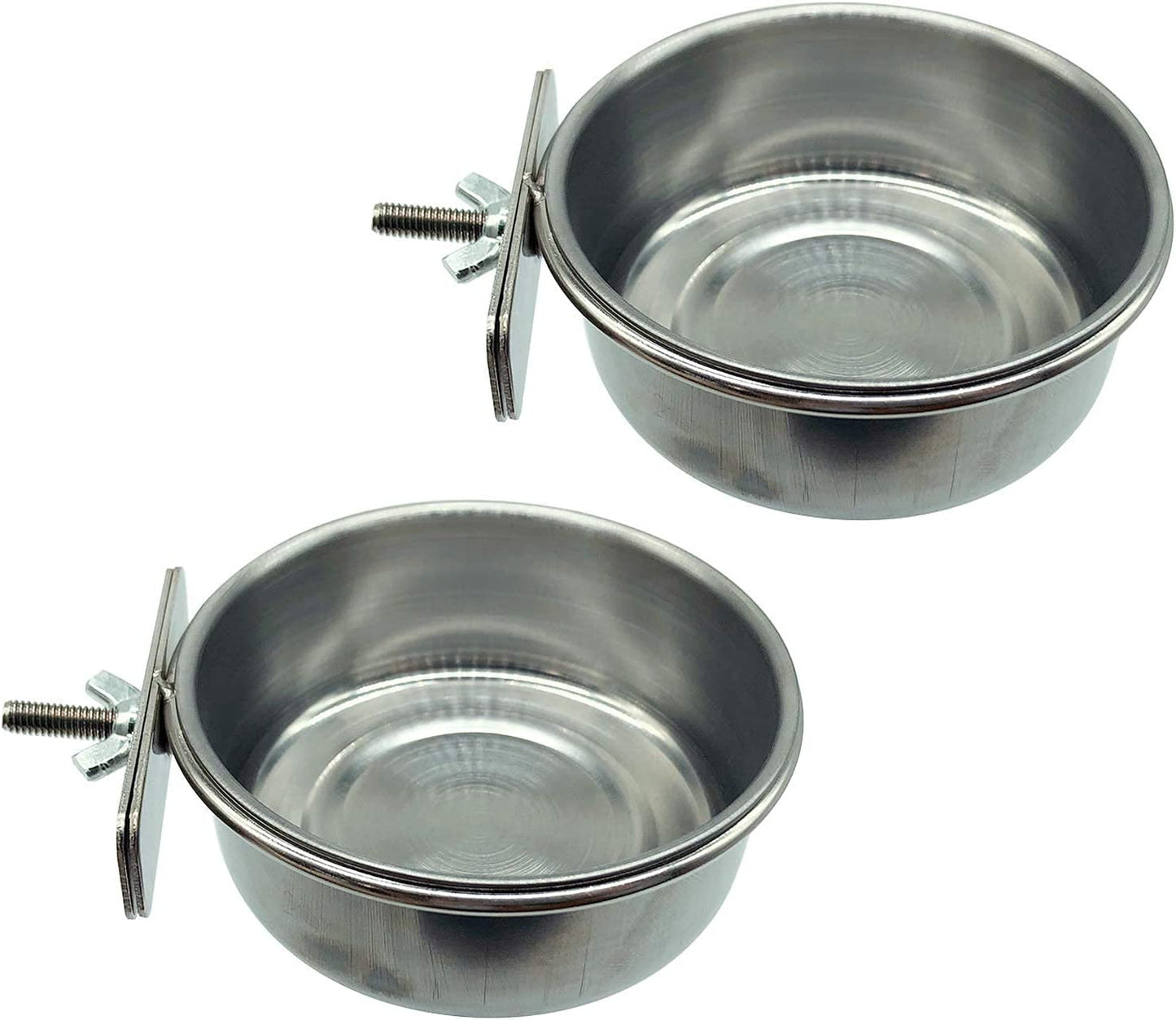 Bird Feeding Dish Cups Parrot Food Bowl Clamp Holder Coop Cup, 2PCS Bird Cage Water Bowl for Parakeet African Greys Conure Cockatiels Lovebird Budgie Chinchilla