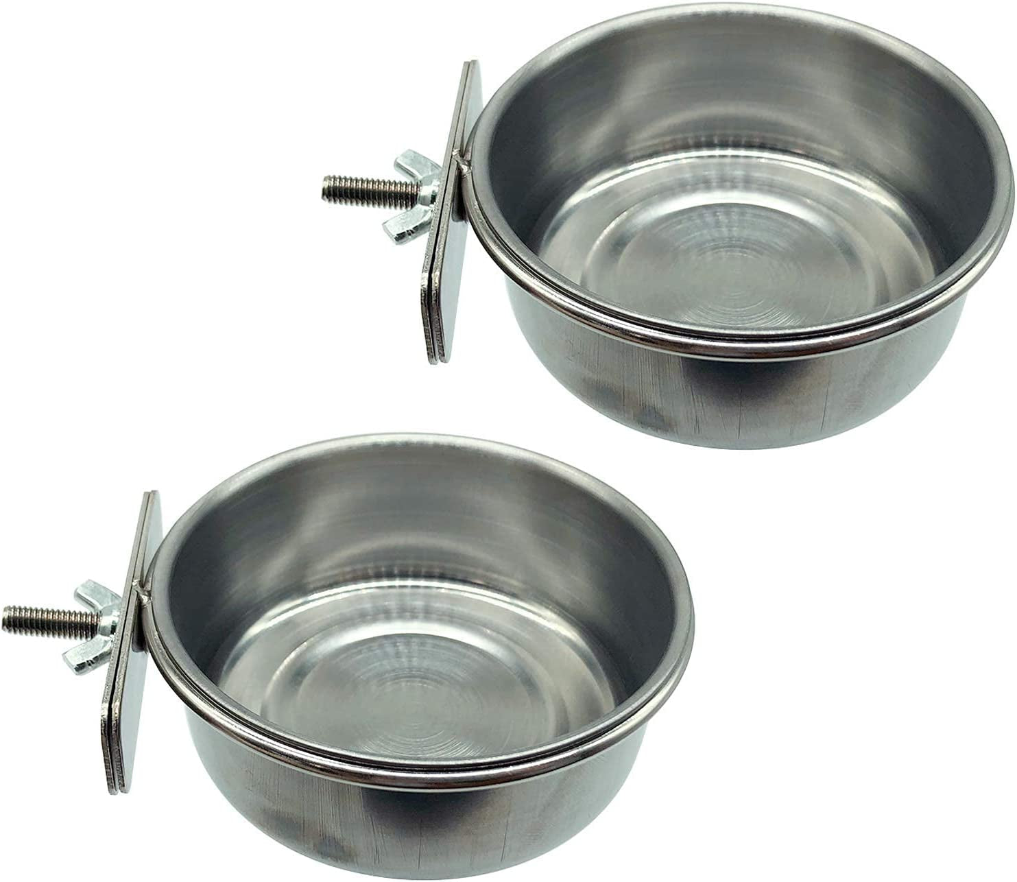 Bird Feeding Dish Cups Parrot Food Bowl Clamp Holder Coop Cup, 2PCS Bird Cage Water Bowl for Parakeet African Greys Conure Cockatiels Lovebird Budgie Chinchilla