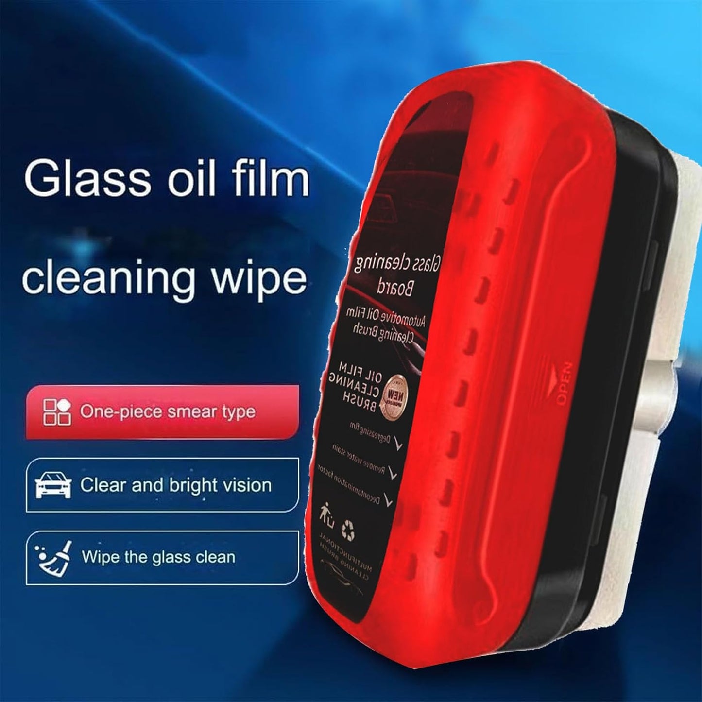 2 PCS Automotive Oil Film Cleaning Brush Set Glass Cleaning Board for Windshield All in One Wipe Glass Oil Film