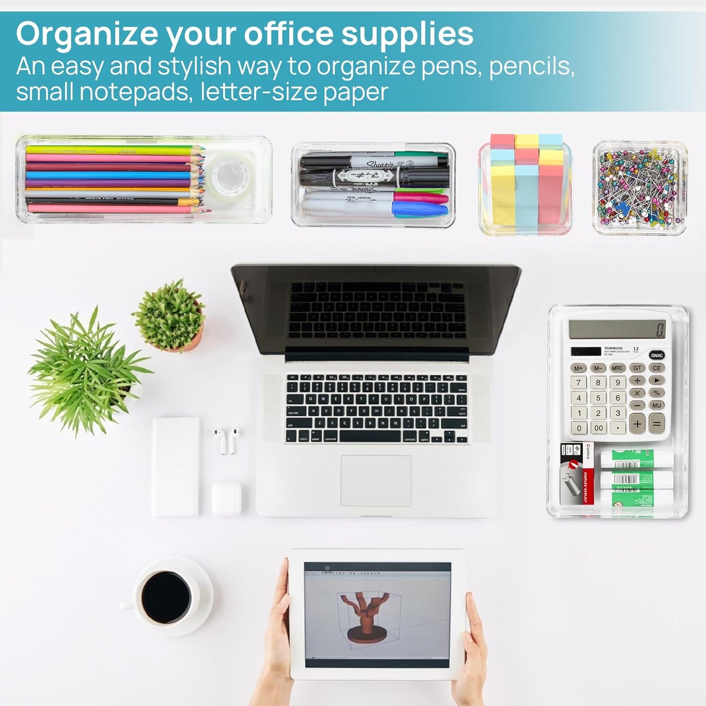 25 PCS Plastic Clear Drawer Organizer, Acrylic Desk Drawer Organizers, Organization and Storage for Makeup, Bathroom, Office, Kitchen, Bedroom