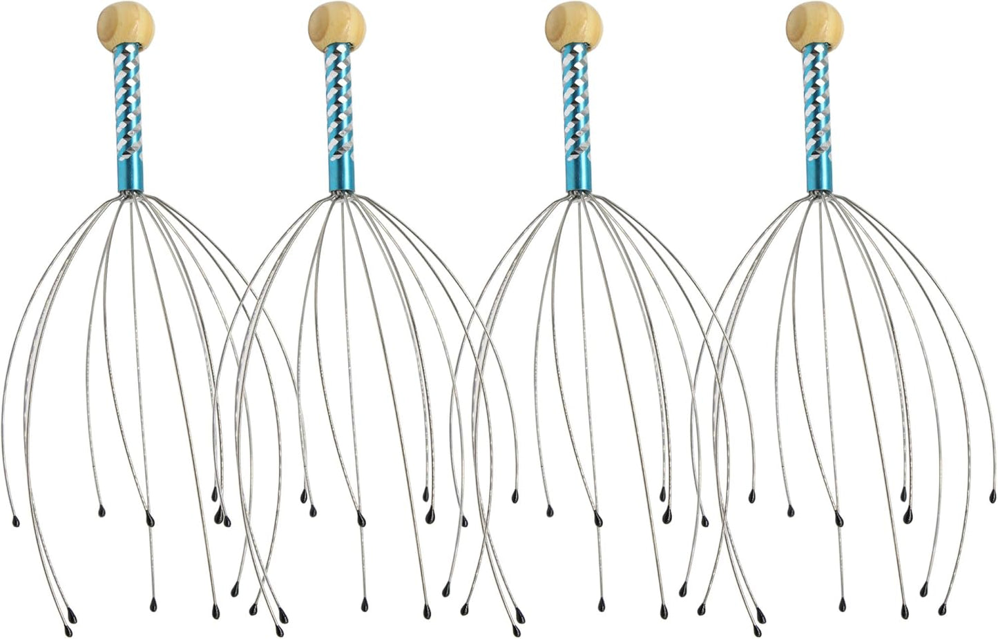 Massager 4-Pack - Handheld Head Massage Tingler, Deep Relaxation & Stress Reduction & Stimulation of Scalp Neck Massager (Blue)