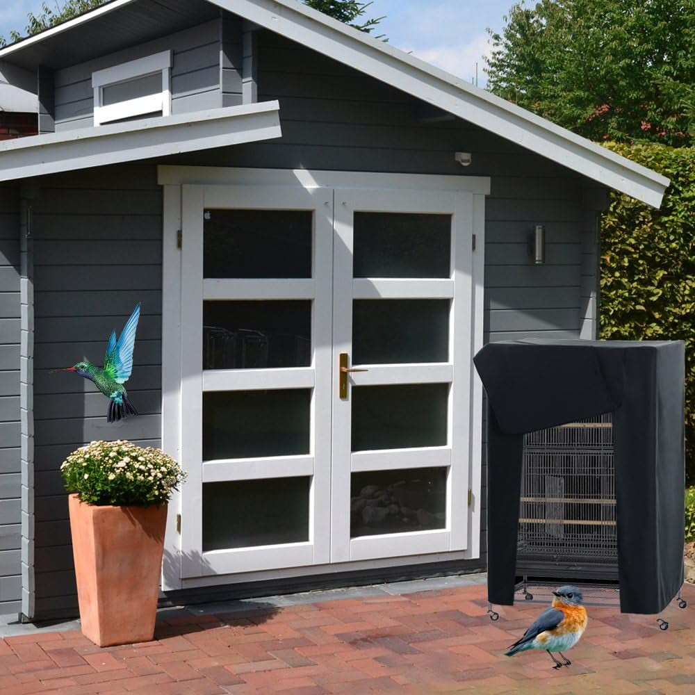 Pets Product Universal Birdcage Cover Blackout & Breathable Birdcage Cover for Pets' Good Night, Large, Black, 35 L X 25 W X 47 in H