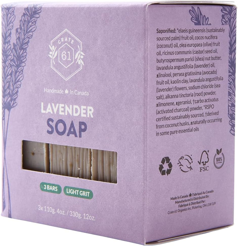 Vegan Natural Bar Soap, Handmade Soap with Premium Essential Oils, Cold Pressed Face and Body for Men Women 3 Pack, (4 Oz, Bars) (Lavender)