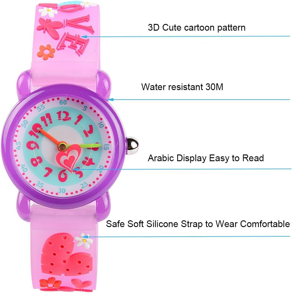Kids Watches Cute 3D Cartoon Waterproof Children Toddler Wrist Watch Time Teacher Birthday Gifts for 3-10 Year Boys Girls Little Child