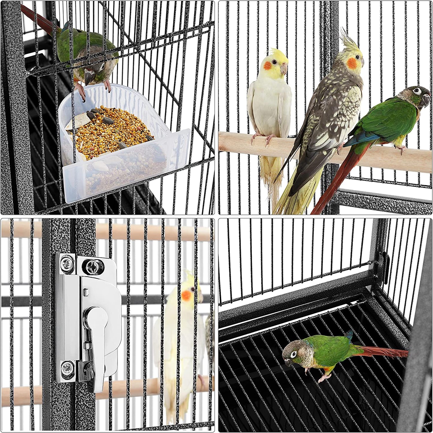 54-Inch Wrought Iron Standing Large Parrot Parakeet Flight Bird Cage for Small Parrot Cockatiel Sun Parakeet Green Cheek Conure Lovebird Budgie Finch Canary Bird Cage with Stand