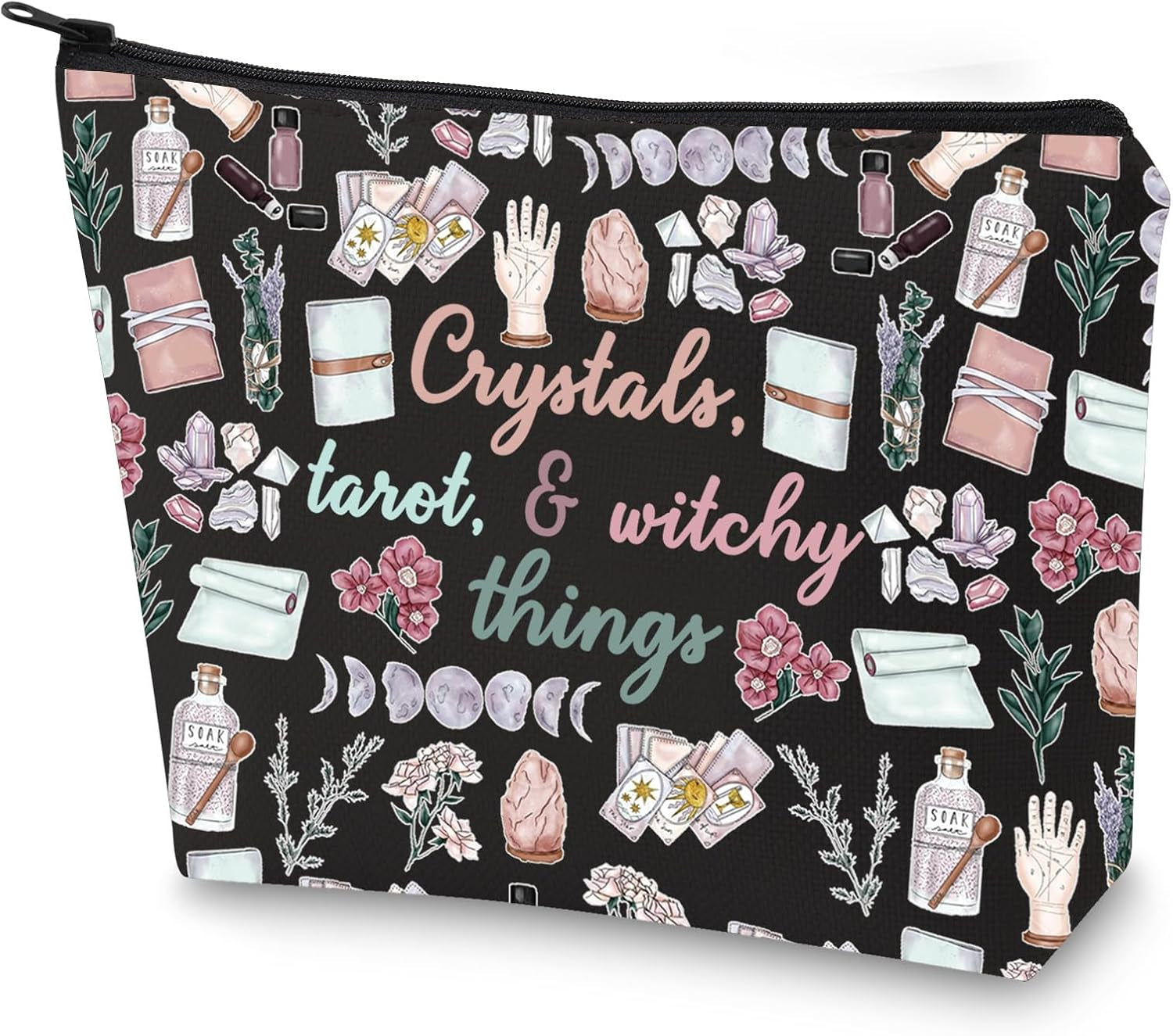 Witch Toiletry Bag for Crystals Tarot and Witchy Things Witchcraft Cosmetics Bag Halloween Witch Gift, Crystals Tarot New, Daily