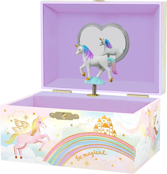 Musical Unicorn Jewelry Box for Girls - Kids Music Box with Spinning Unicorn, Unicorn Birthday Gifts for Little Girls, Jewelry Boxes, 6 X 4.7 X 3.5 in - Ages 3-10