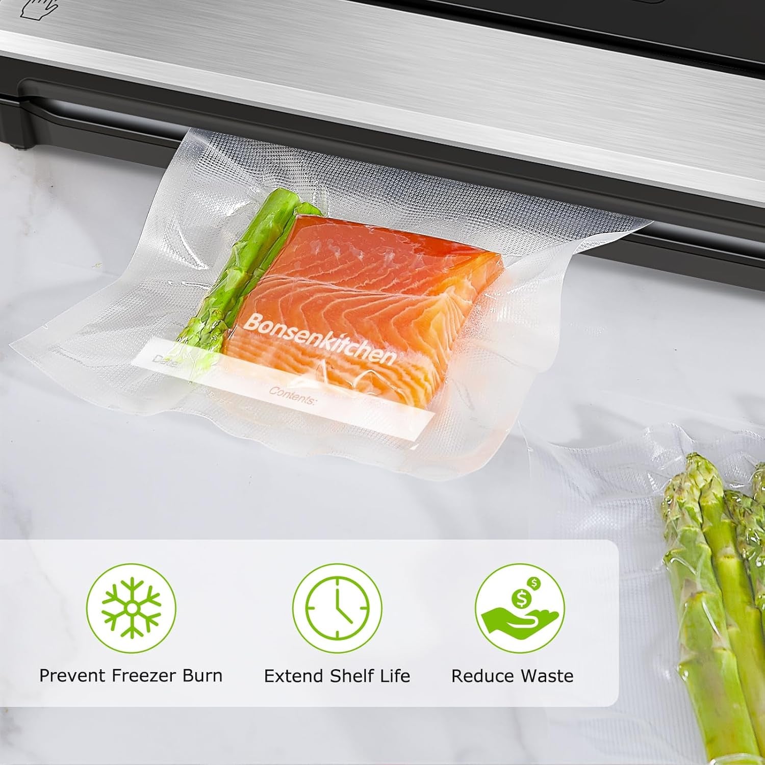 Vacuum Food Sealer Bags 200 Quart 8" X 12", BPA Free, Commercial Grade Textured Food Vacuum Sealer Bag, Thick Embossed Bags for Food Storage and Sous Vide Cooking VB3208