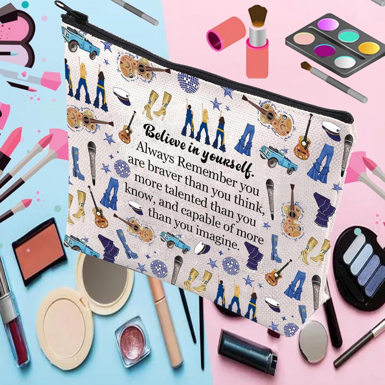 Mamma Gifts Donna and the Dynamos Makeup Bag Dance Queen Musical Gift for Mia Fans Musical Lover Zipper Pouch