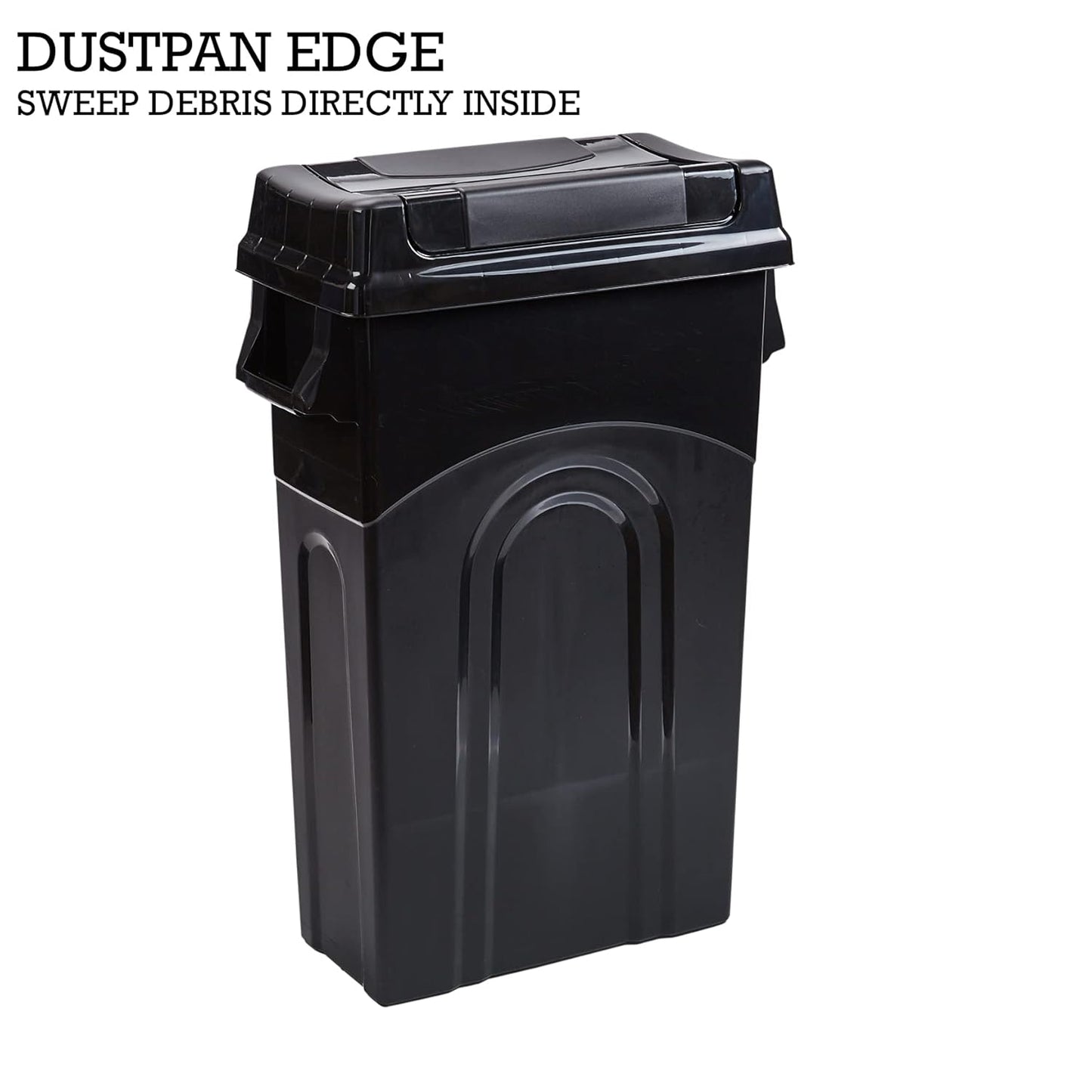 Highboy Waste Container with Swing Lid, 23 Gallon, Space Saving Slim Profile and Easy Bag Removal, Handles for Easy Carrying, Indoor/Outdoor Use, Black, 1-Pack, (TI0082)