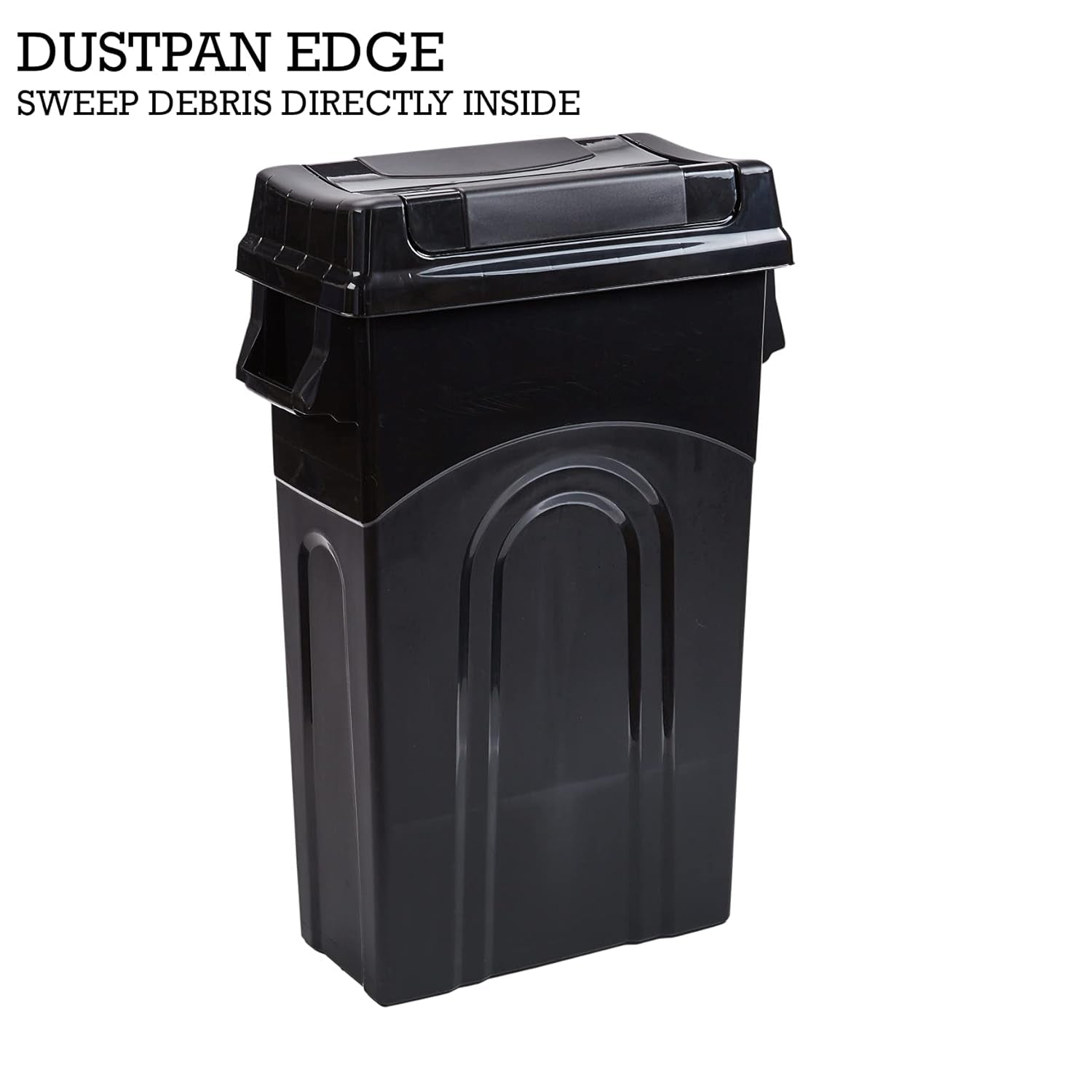 Highboy Waste Container with Swing Lid, 23 Gallon, Space Saving Slim Profile and Easy Bag Removal, Handles for Easy Carrying, Indoor/Outdoor Use, Black, 1-Pack, (TI0082)