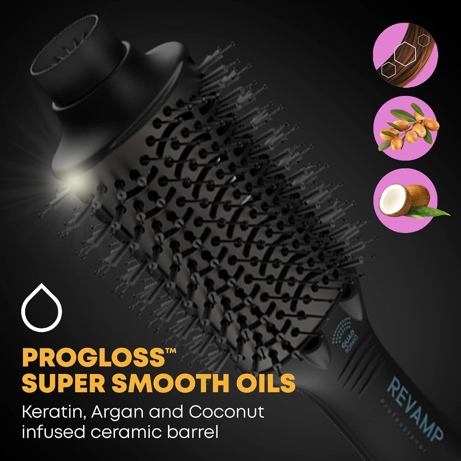 Progloss Perfect Blow Dry Volume & Shine Air Styler, Rotating Freezeframe Tip, Progloss Oils, Ceramic Barrel, 4-In-1 Multifunctional Styler, 4 Ionic Jet Emitters, 9’ Salon Swivel Cable