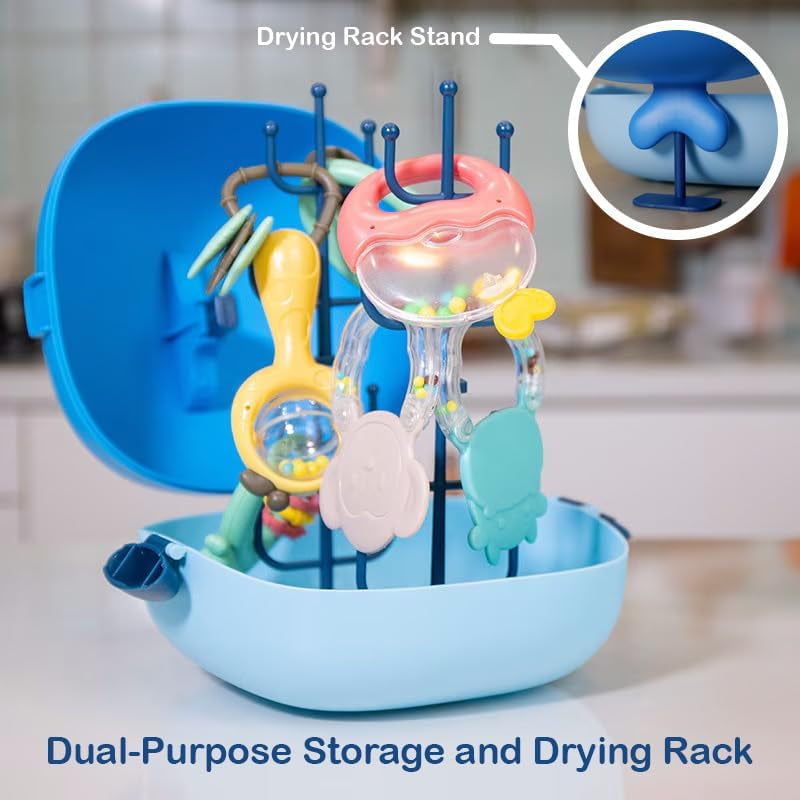 13 Pcs Baby Teether Rattle - Baby Essentials Sensory Toy with Storage Box and Dryer, Excellent Toys for Baby Shower Gifts as a Teething Toy for Infant Toys 0-3, 3-6, and 6-12 Months