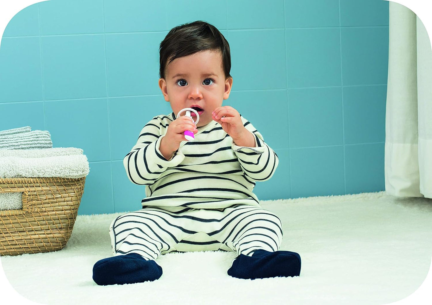 Learn to Brush Set (1 Baby'S Brush Toothbrush, 1 Training Brush, 1 Safety Shield), Baby Toothbrushes with Brushy the Bear, Interactive App, for Girls 5+ Months, Pink