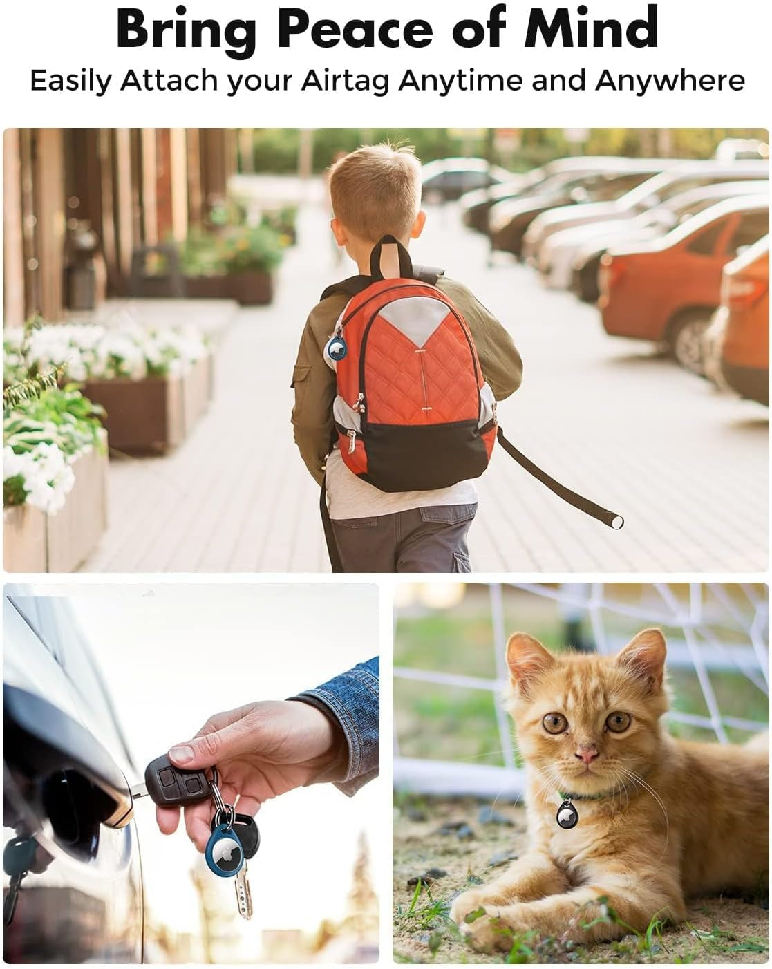 Holder for Apple Airtag - 4 Pack [Fit Tightly Design] [Easy to Install] [Hold Air Tag Securely] Waterproof TPU Shell Protective Case with All Metal Keychain Key Ring Clip