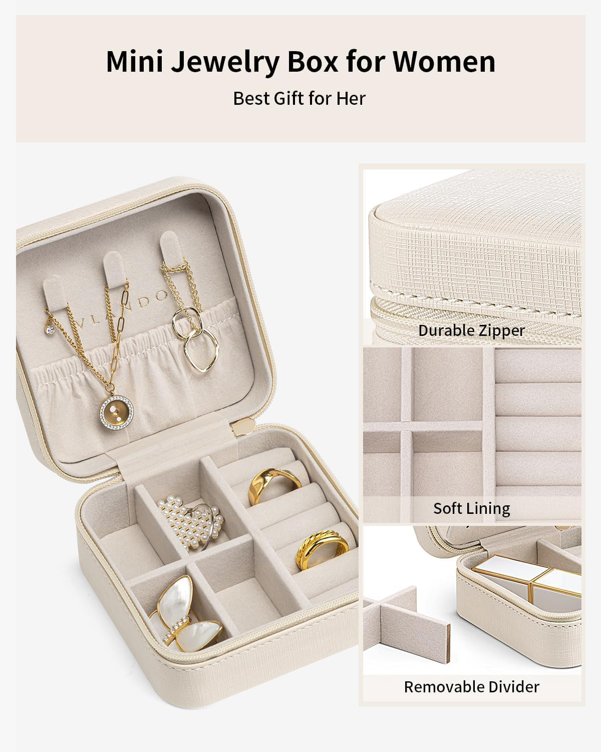 Travel Jewelry Box, Small Jewelry Travel Organizer Case for Girls Women - White*6 Pack