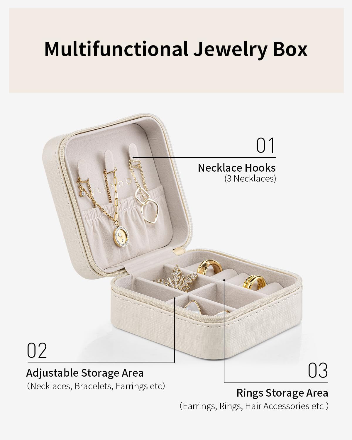 Travel Jewelry Box, Small Jewelry Travel Organizer Case for Girls Women - White*6 Pack