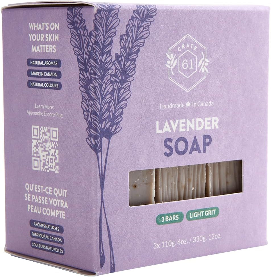 Vegan Natural Bar Soap, Handmade Soap with Premium Essential Oils, Cold Pressed Face and Body for Men Women 3 Pack, (4 Oz, Bars) (Lavender)