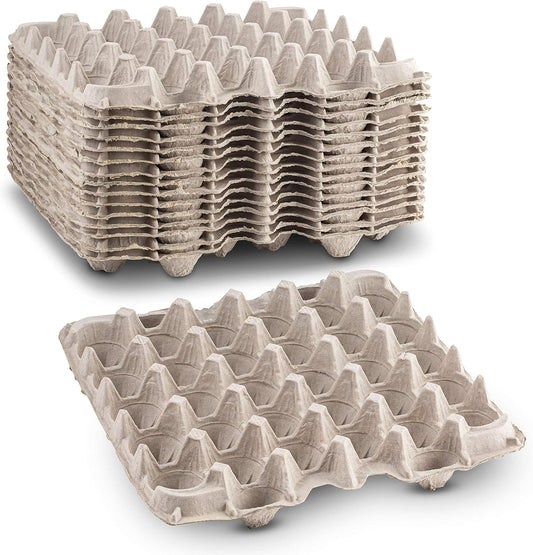 Egg Crate - (15 Pieces) for Storing up to 30 Large or Small Eggs - Pulp Fiber Egg Flat Cartons That Make a Great Home for Roach Colony - Made in the USA