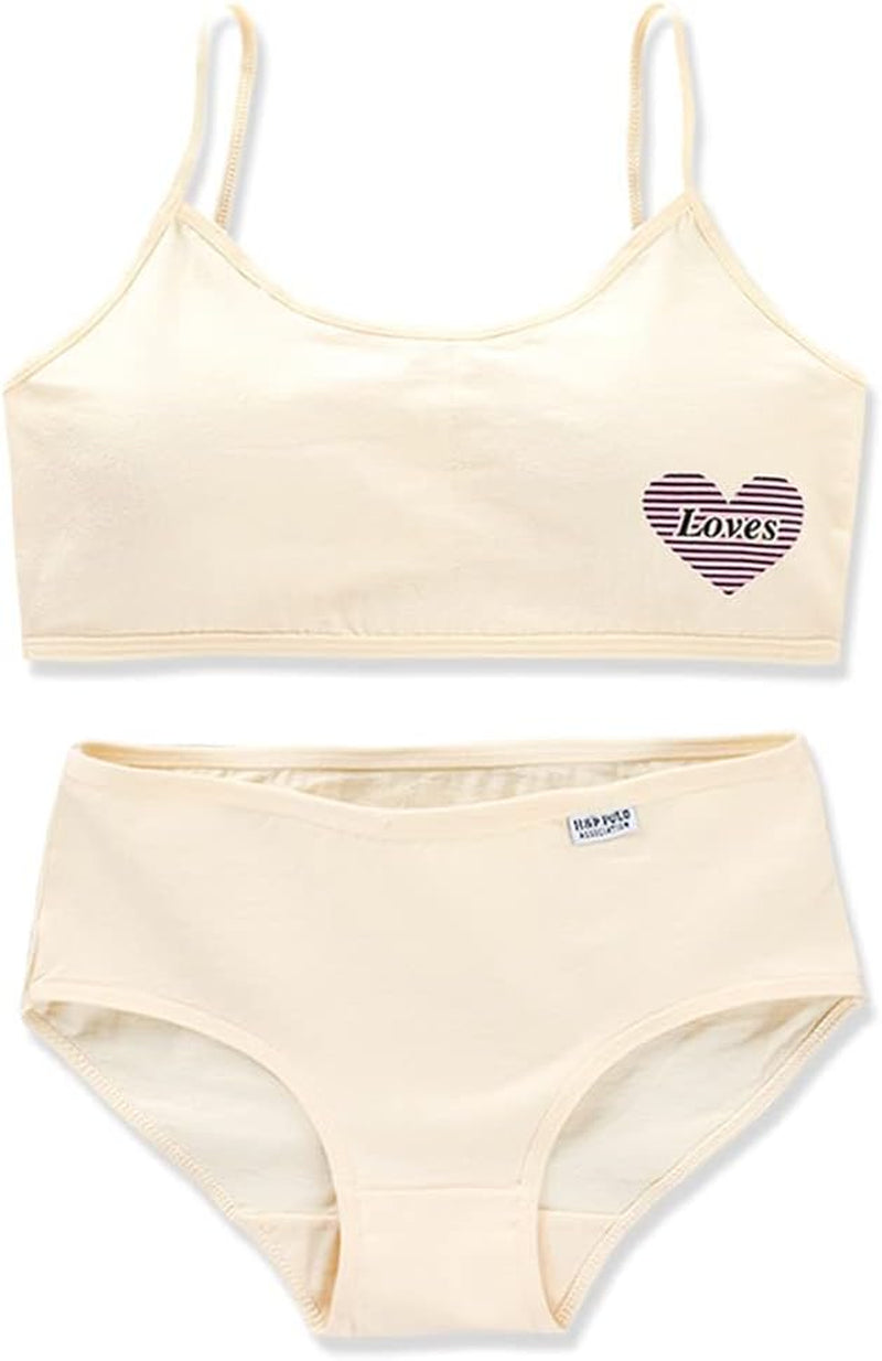 Girls’ Seamless Underwear Set - Training Bra and Matching Panties – Crop Cami Bralette and Briefs for 8-14 Age (6 Pcs) Type 1