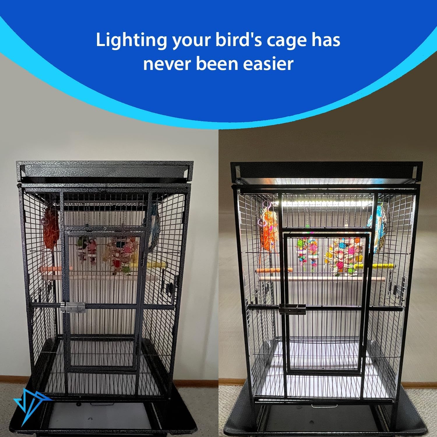- Bird Cage Light for Soft Bill & Hook Bill Birds- Full Spectrum LED Pet Lamp (24" Hookbill Light)