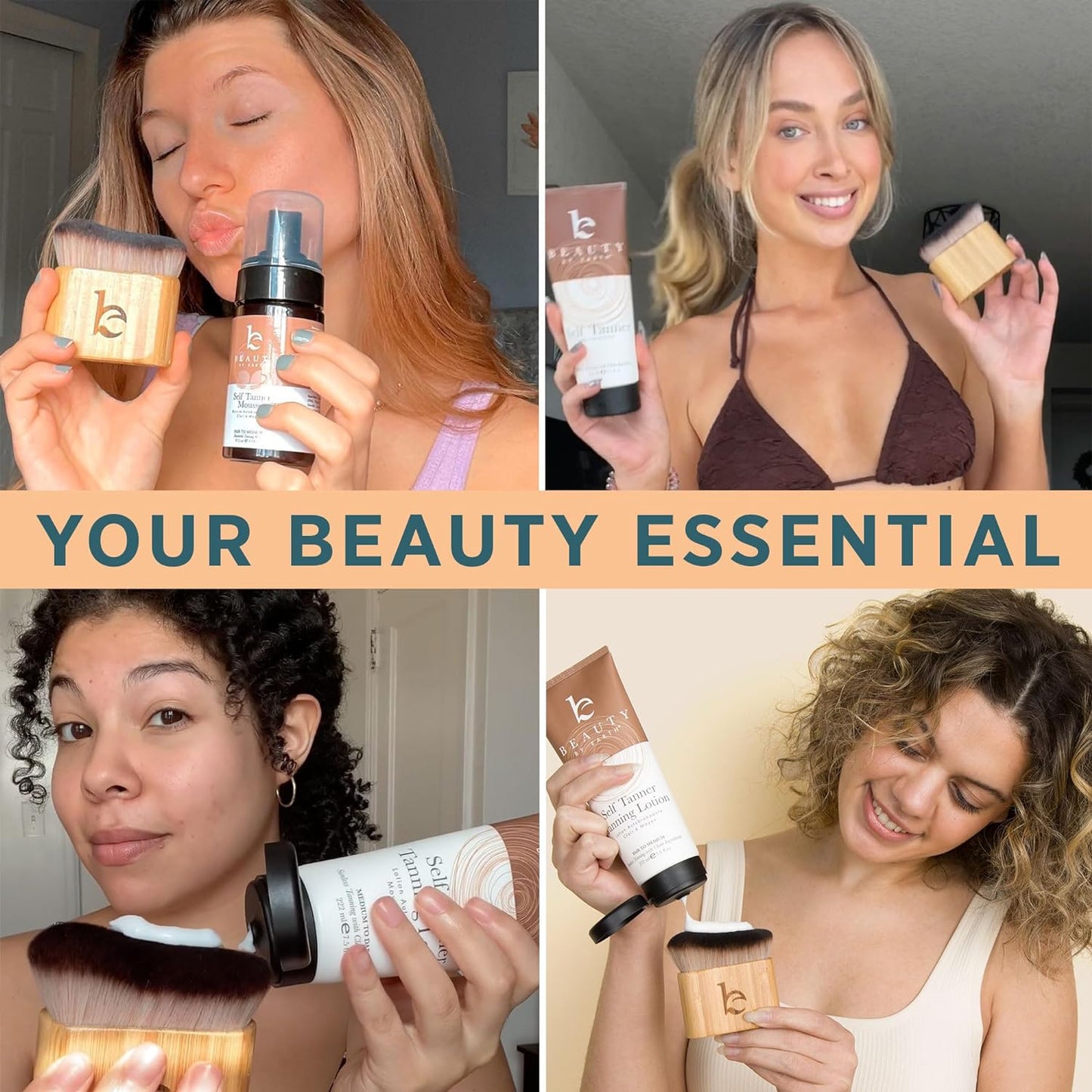 Ultra Soft Self Tanner Brush - Kabuki Brush for Body Foundation & Makeup, Blending Applicator for Tanner, Self Tanning Mitt, Achieves Sunless Streak-Free Fake Tan, Durable, Easy to Clean