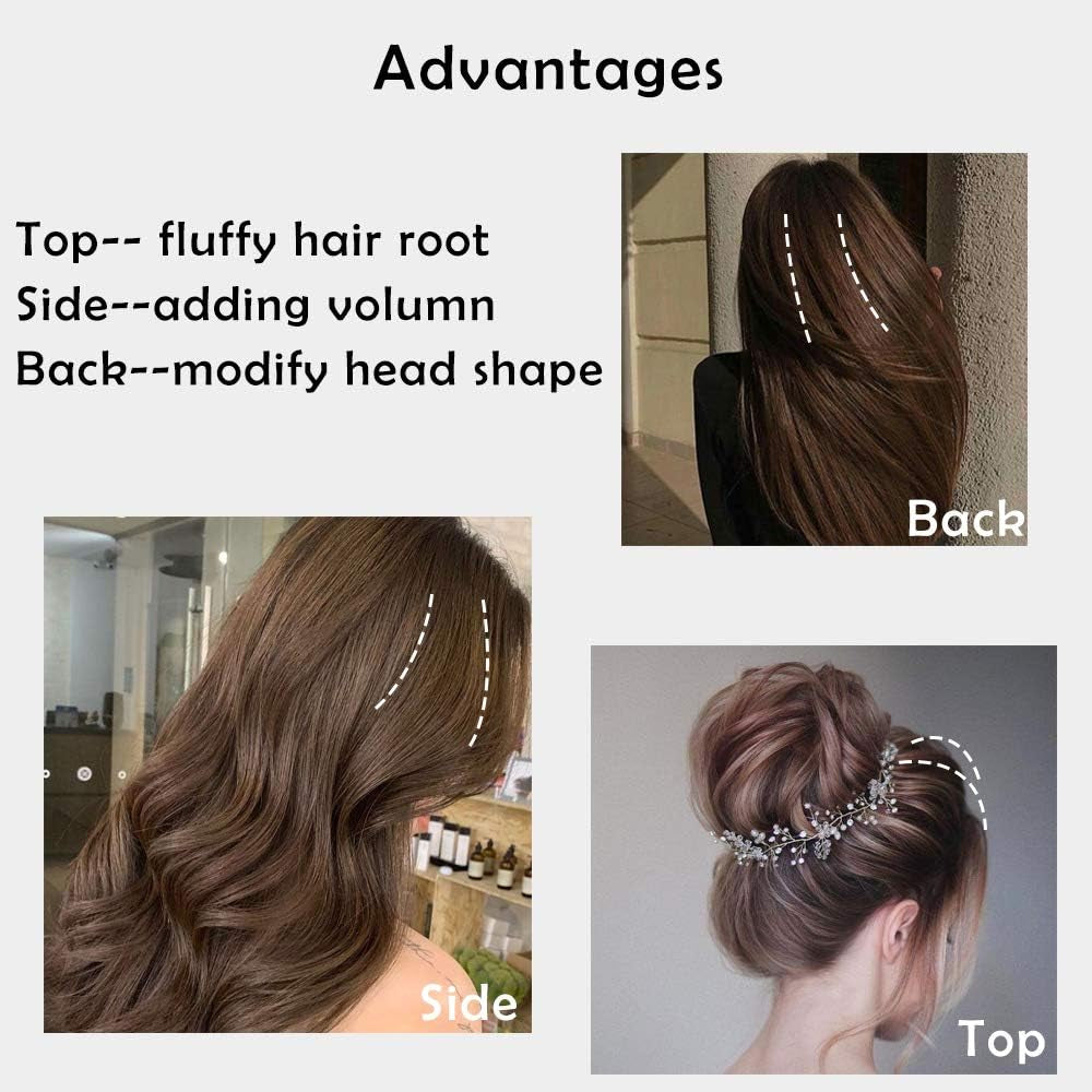 1Pcs Remy Clips in Hair Piece Invisible Hairpin Human Hair 10" Jet Black for Thinning Hair Adding Hair Volume Fluffy Short Silk Straight Hair Piece Natural Brazilian Hair Cushion (10",#01)