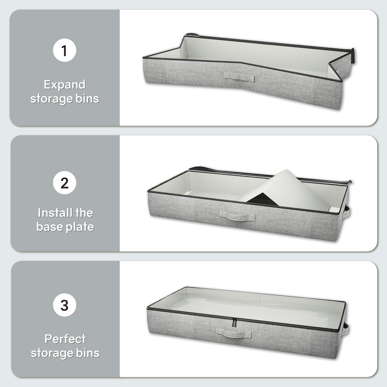 Under Bed Storage Containers 2 Pack -Underbed Storage with Plastic Cover-Organizers Bin Low Profile under Bed Storage 4.3" Thin Slim -Bedding/Rv Storage/Blanket/Shoe/Clothes Drawers