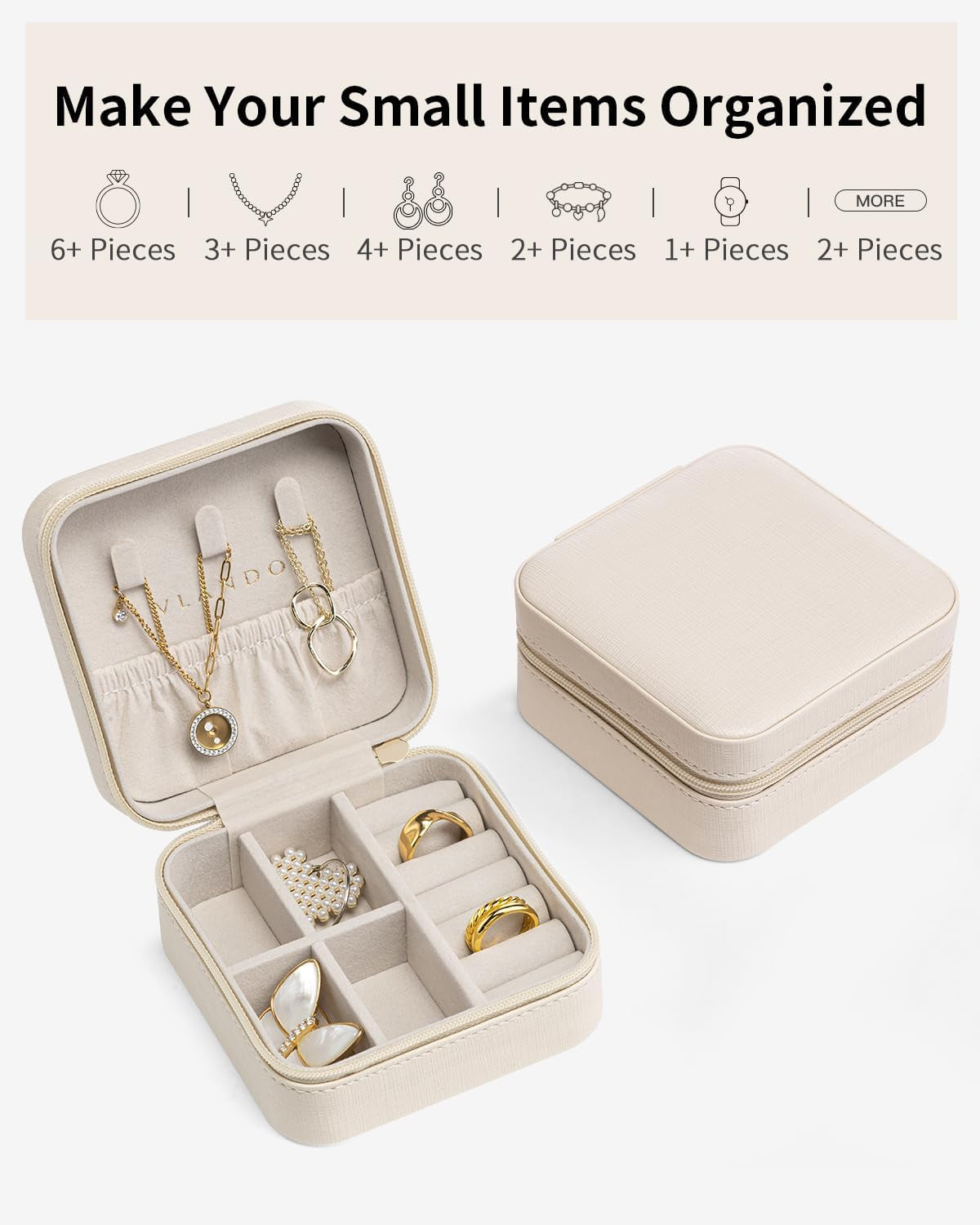 Travel Jewelry Box, Small Jewelry Travel Organizer Case for Girls Women - White*6 Pack