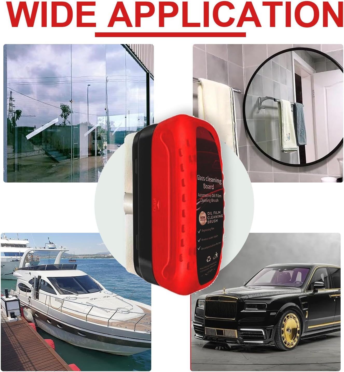 2 PCS Automotive Oil Film Cleaning Brush Set Glass Cleaning Board for Windshield All in One Wipe Glass Oil Film