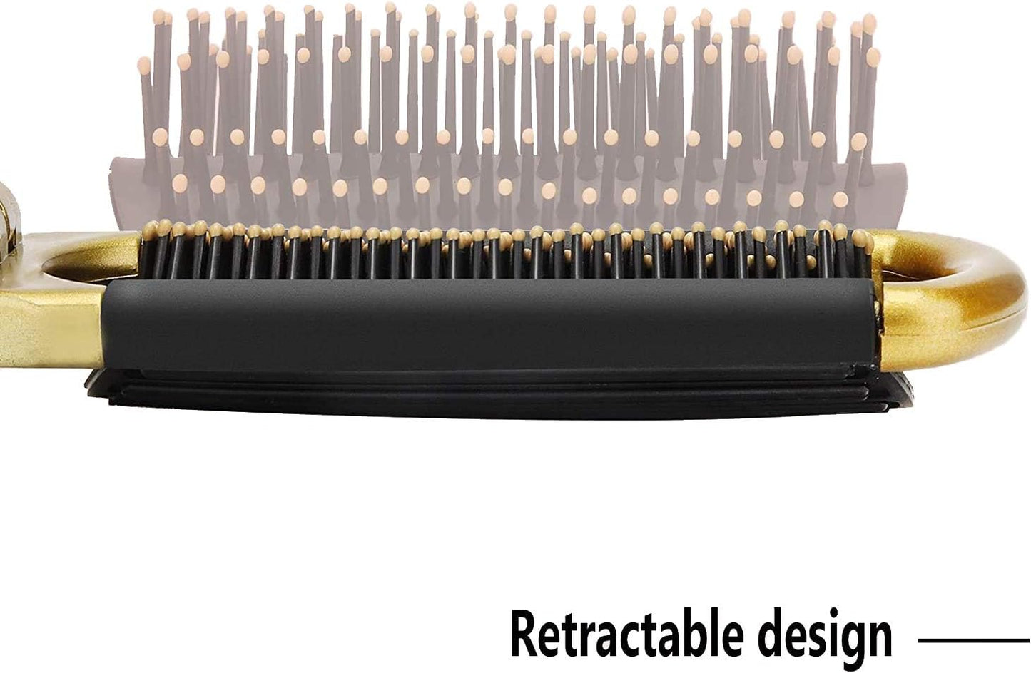 Hair Brush Set 2 Packs Mini Travel Folding Hairbrush with Mirror for Women Girls Compact Pocket Size Comb for Purse, Gym, Trip, Swiming (2Pcs, Gold&Silver)