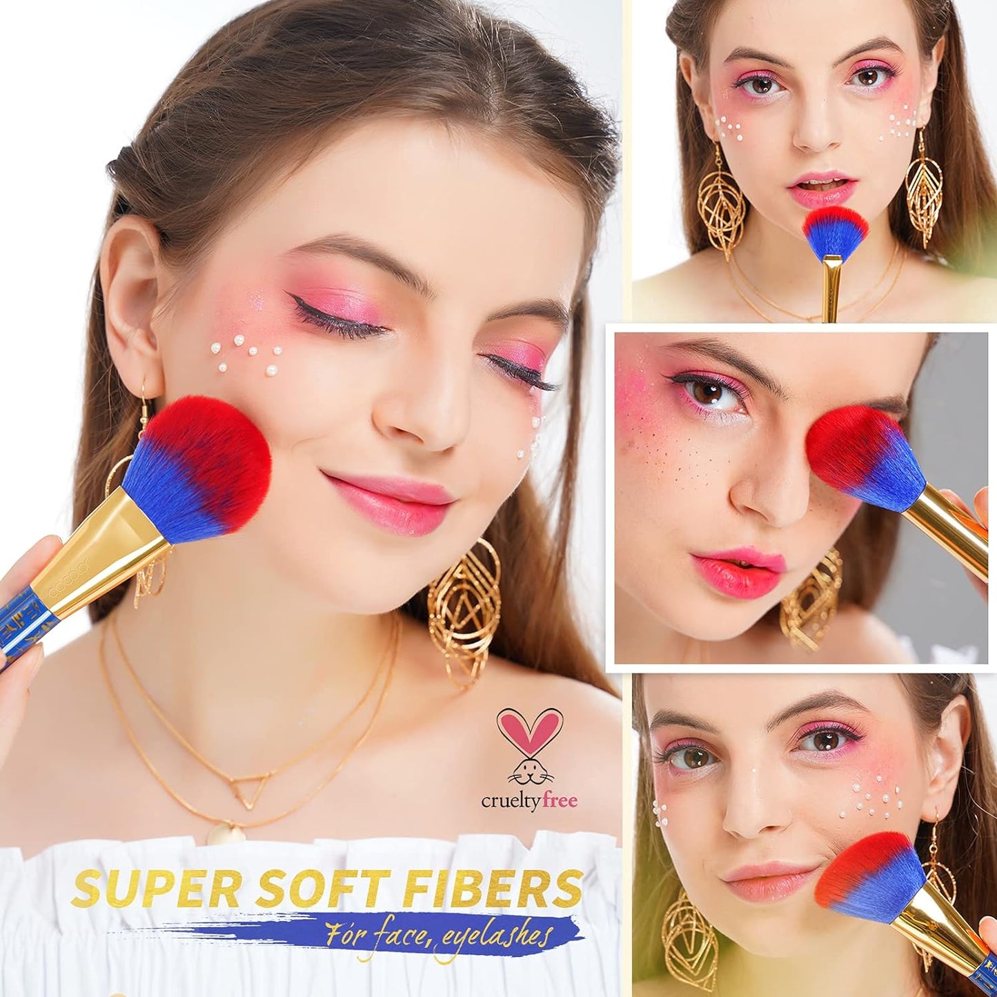 Makeup Brushes 19Pcs Ancient Egyptian Makeup Brush Set Premium Gift Synthetic Powder Kabuki Foundation Contour Blush Concealer Eye Shadow Blending Liner Make up Brush Kit