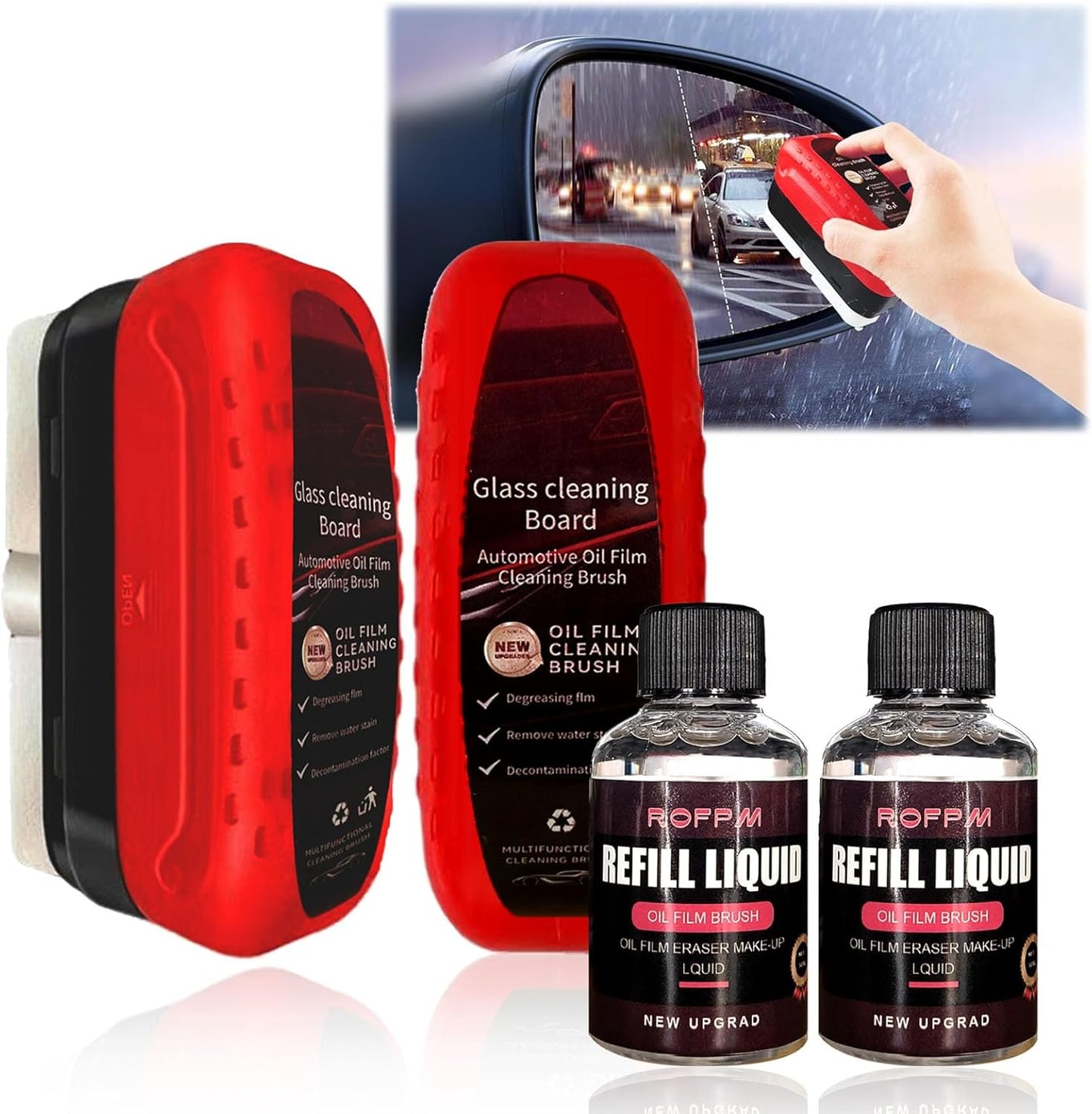 2 PCS Automotive Oil Film Cleaning Brush Set Glass Cleaning Board for Windshield All in One Wipe Glass Oil Film