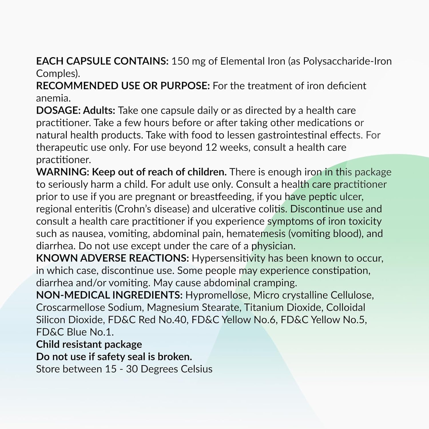 Premium Euro-Ferrous Polysaccharide 150Mg - 30 Vegan Capsules for Enhanced Iron Absorption, Once Daily for Iron Deficiency Anemia