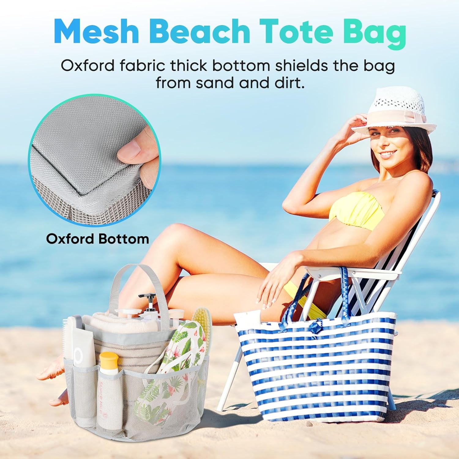 2 Pack Mesh Shower Caddy Portable for College Dorm Room Essentials, Shower Caddy Dorm with 8-Pocket Large Capacity,Shower Bag for Beach,Swimming,Gym