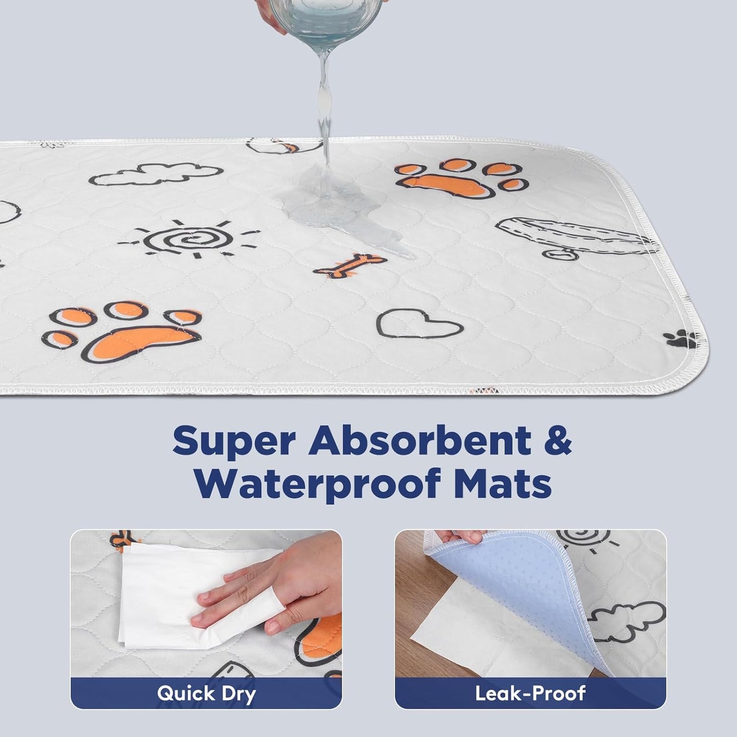 Washable Pee Pads for Dogs, 2 Pack Large 36"X41" Super Absorbent Reusable Dog Training Pads, 100% Waterproof Non-Slip Puppy Whelping Dog Playpen Indoor Pads Mat Pet Supplies