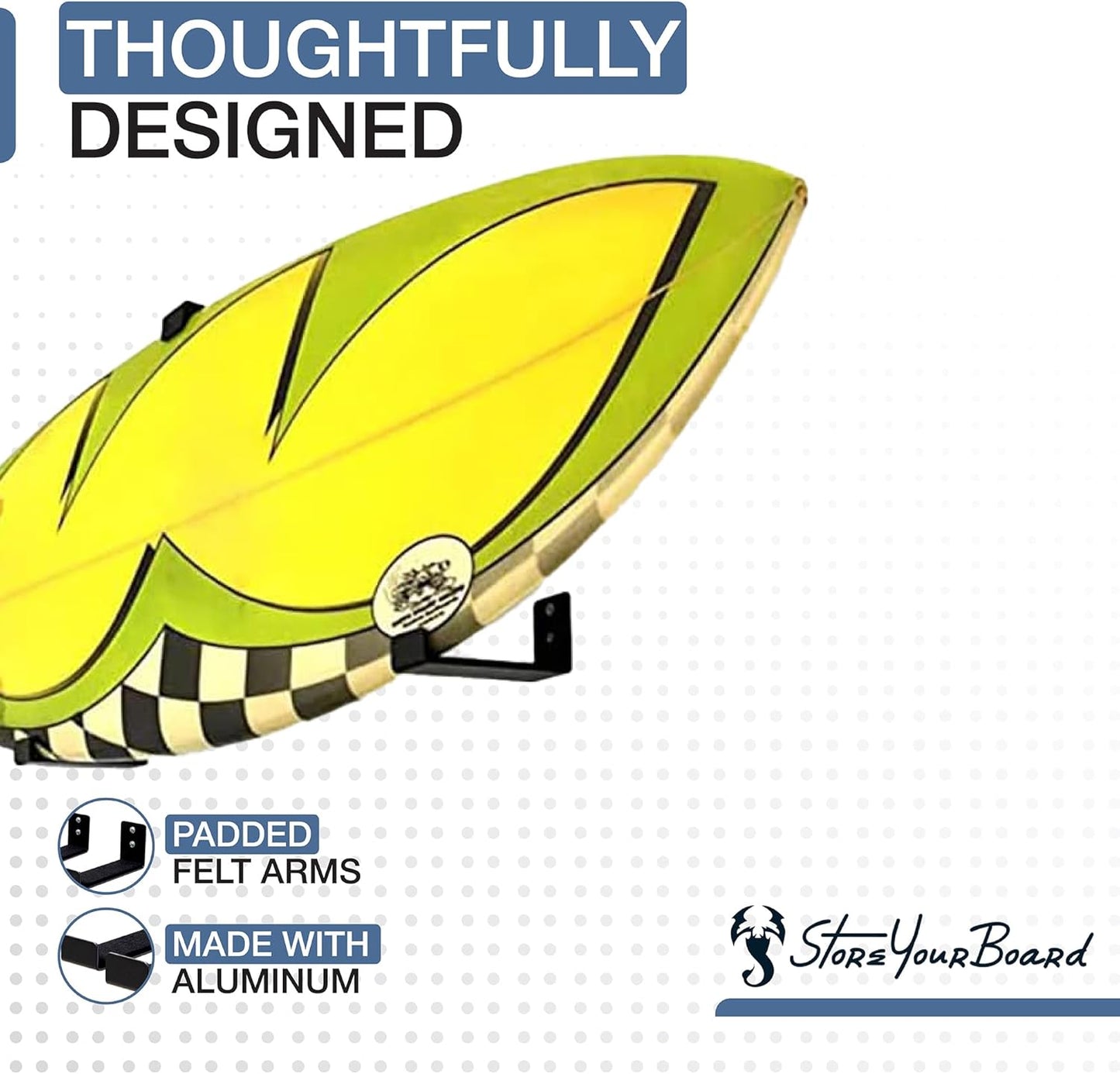 Naked Surf, the Original Minimalist Surfboard Wall Rack, Display Mount