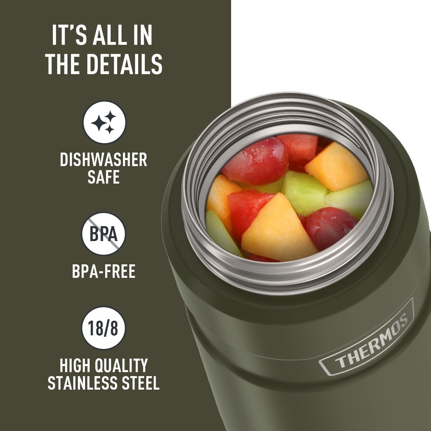 Stainless King Vacuum-Insulated Food Jar, 24 Ounce, Army Green