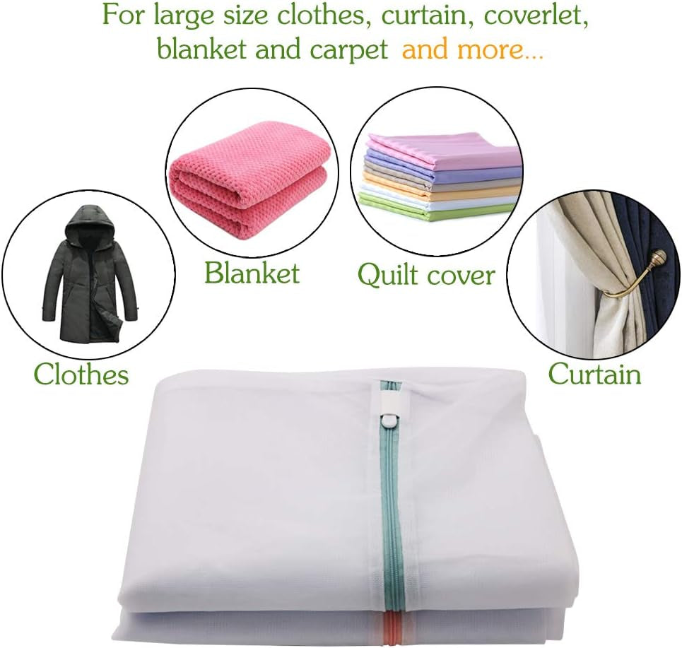 Extra Large Mesh Laundry Bags, 2 Pack 43.3 in X 35.4 in Heavy Duty Net Washing Bags with Zipper for Delicate Clothing, Toys, Bedding, Curtain