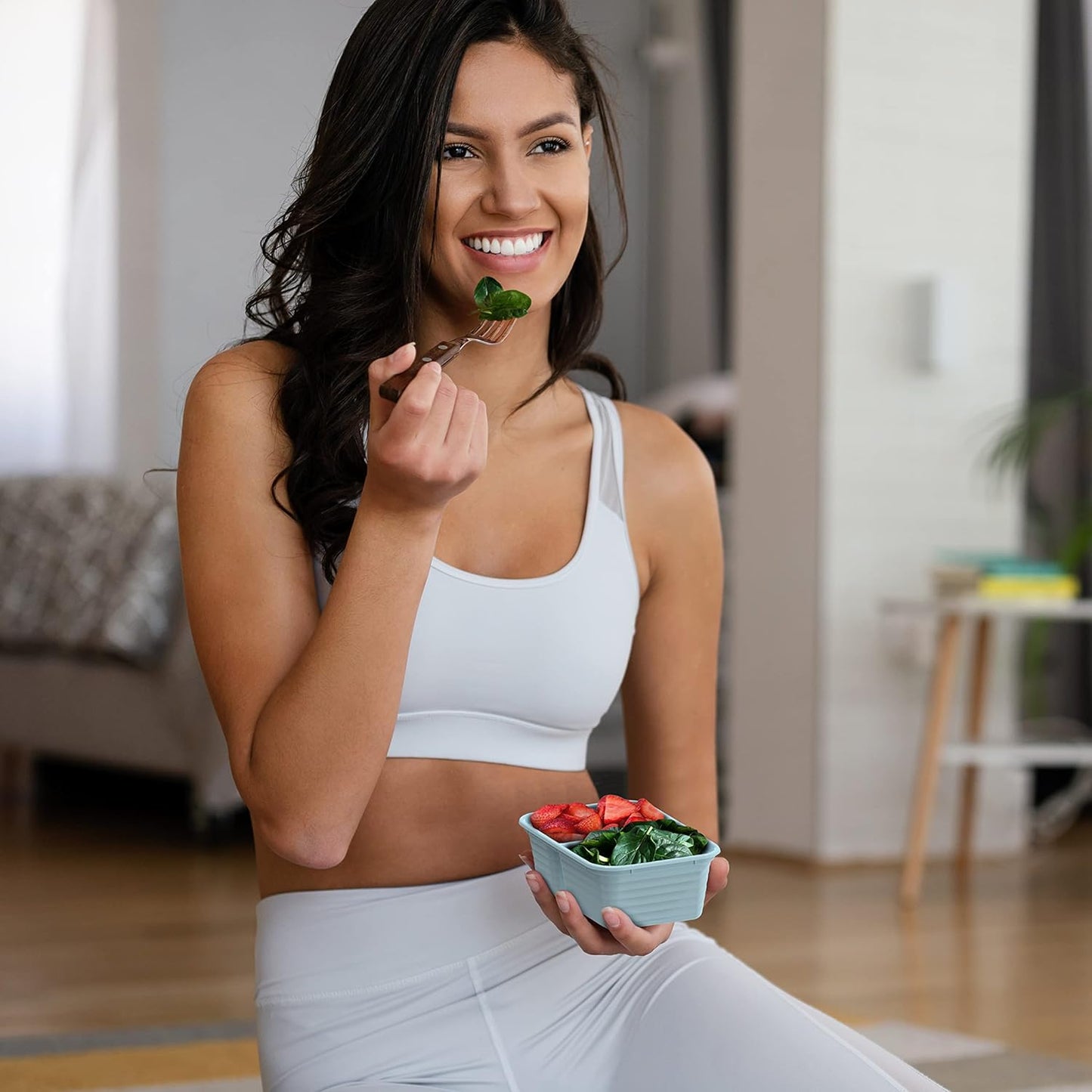 Prep - 2-Compartment Snack Containers with Lids - Reusable, Microwaveable, Durable PFAS & Bpa-Free, Freezer and Dishwasher-Safe Meal Prep Food Storage - 10 Trays & 10 Lids (Sky)