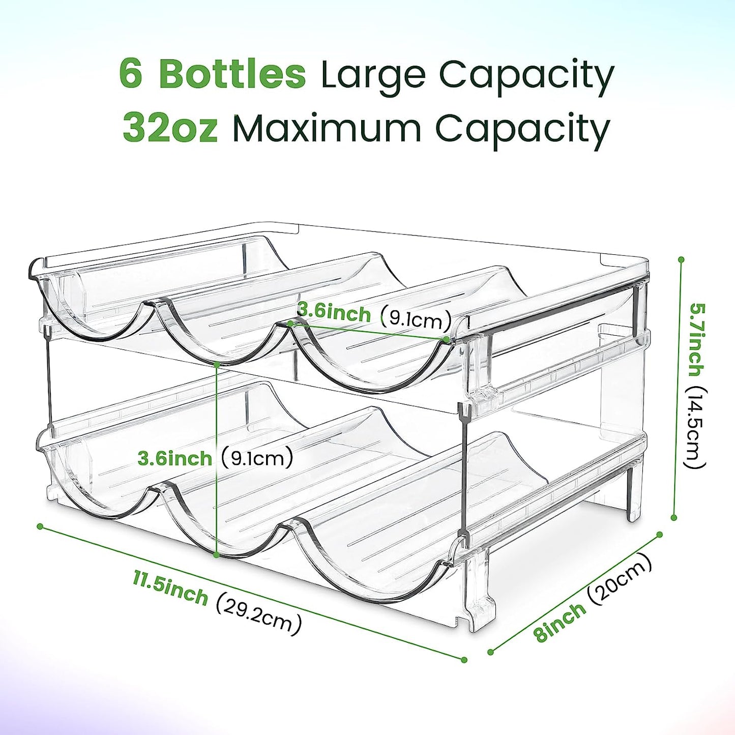Water Bottle Organizer for Cabinet, 2 Packs Water Bottle Storage Rack, Water Bottle Holder for Cabinet, Stackable Water Bottle Storage Rack