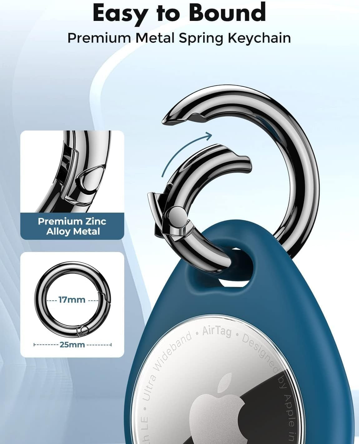 Holder for Apple Airtag - 4 Pack [Fit Tightly Design] [Easy to Install] [Hold Air Tag Securely] Waterproof TPU Shell Protective Case with All Metal Keychain Key Ring Clip