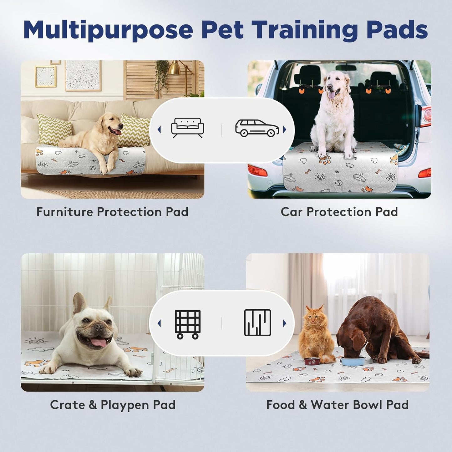 Washable Pee Pads for Dogs, 2 Pack Large 36"X41" Super Absorbent Reusable Dog Training Pads, 100% Waterproof Non-Slip Puppy Whelping Dog Playpen Indoor Pads Mat Pet Supplies