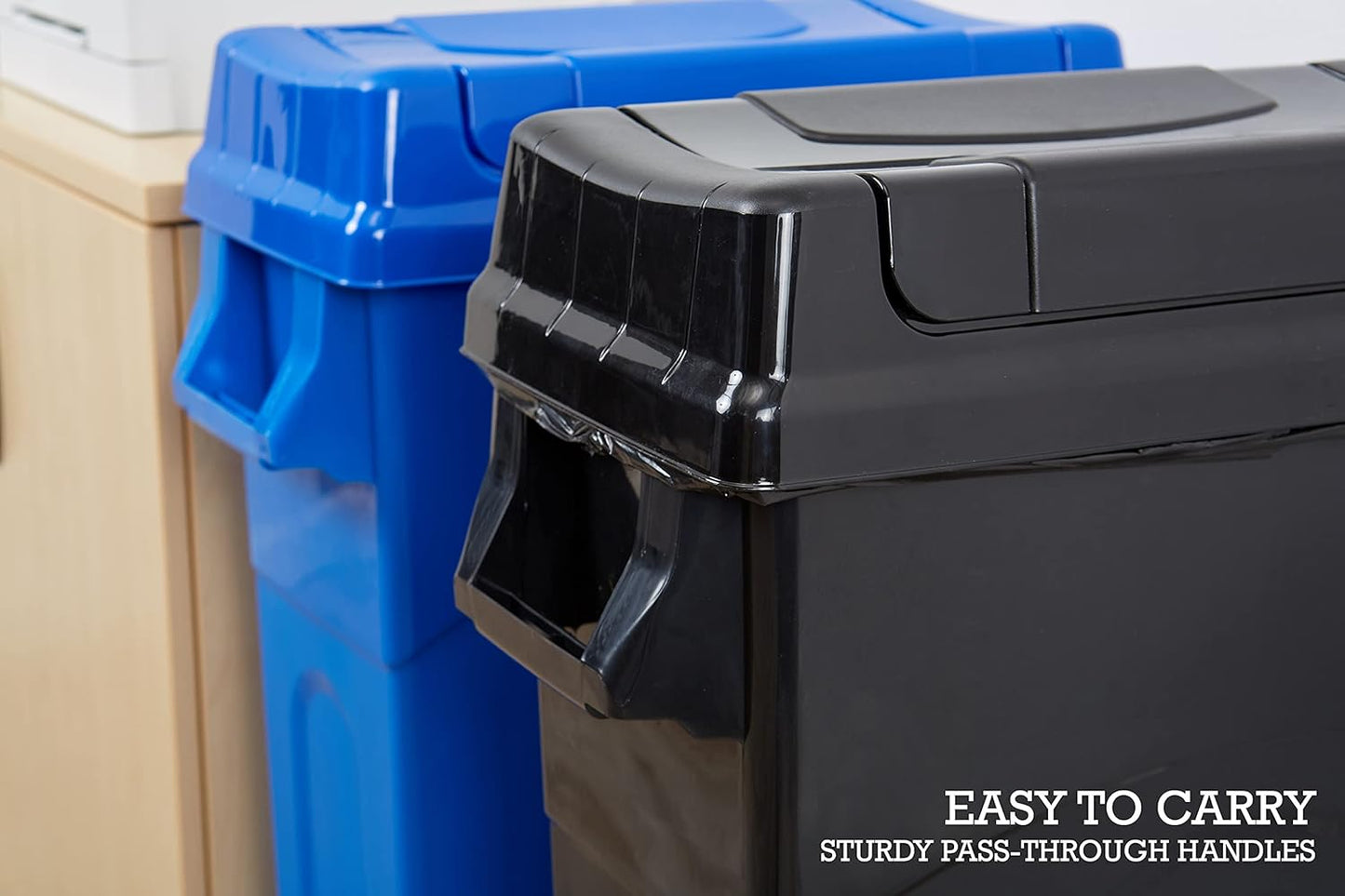 Highboy Waste Container with Swing Lid, 23 Gallon, Space Saving Slim Profile and Easy Bag Removal, Handles for Easy Carrying, Indoor/Outdoor Use, Black, 1-Pack, (TI0082)