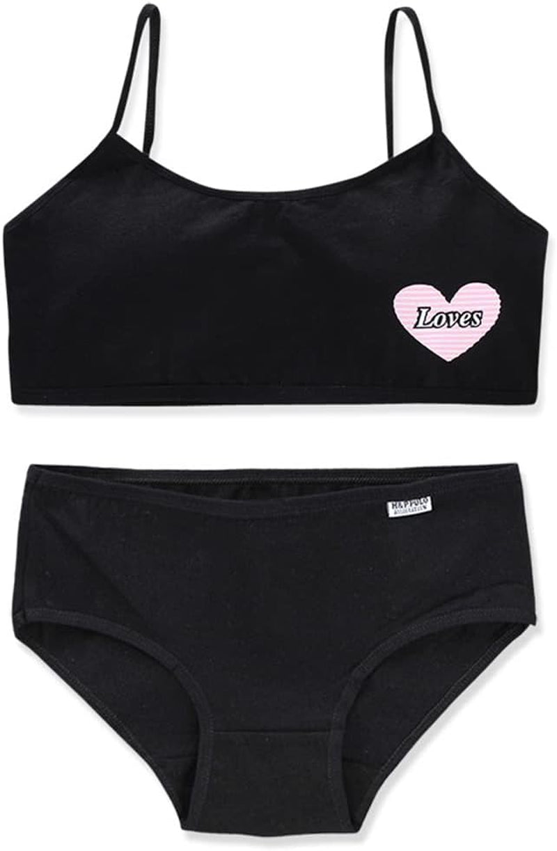 Girls’ Seamless Underwear Set - Training Bra and Matching Panties – Crop Cami Bralette and Briefs for 8-14 Age (6 Pcs) Type 1